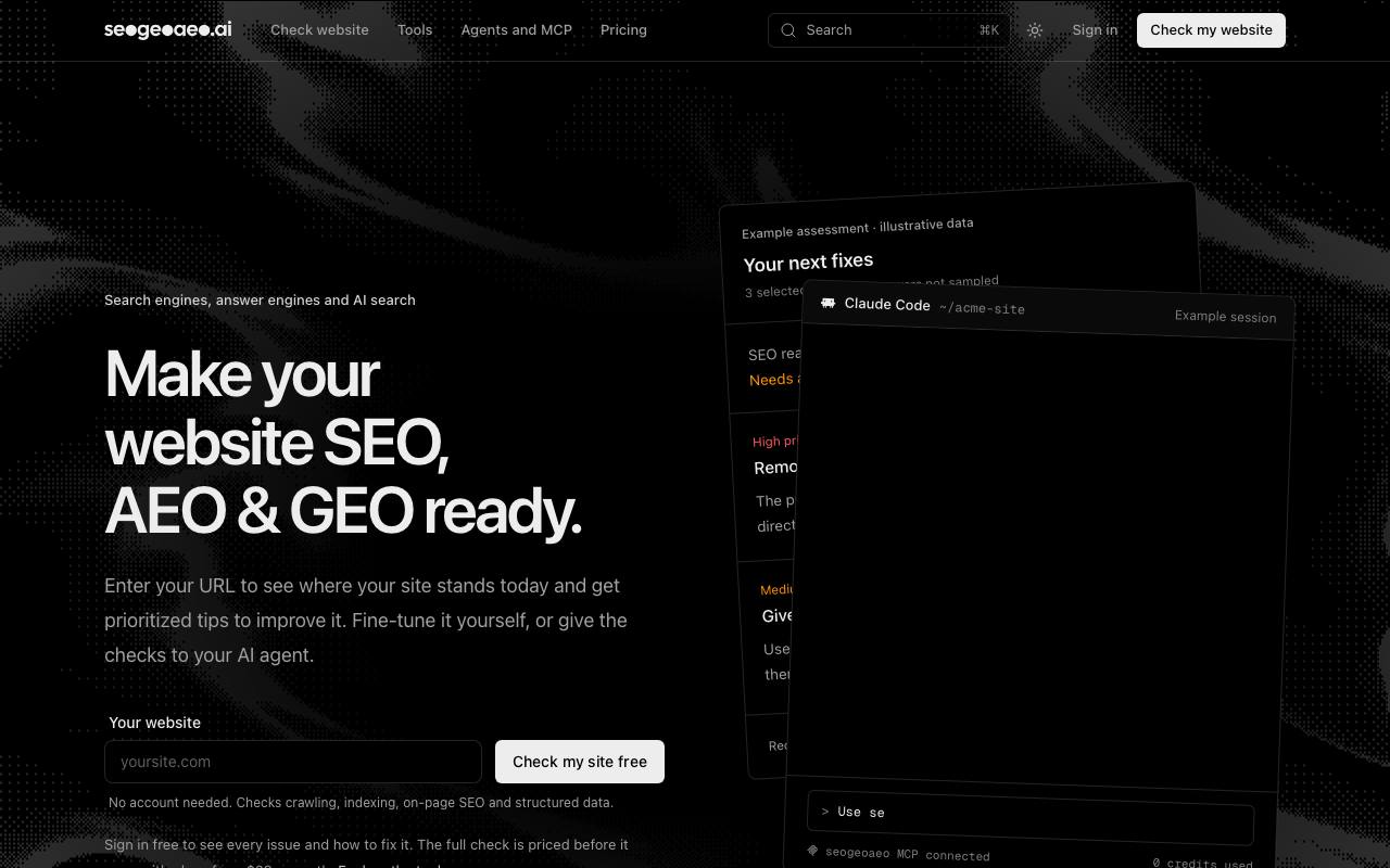 The seogeoaeo.ai website