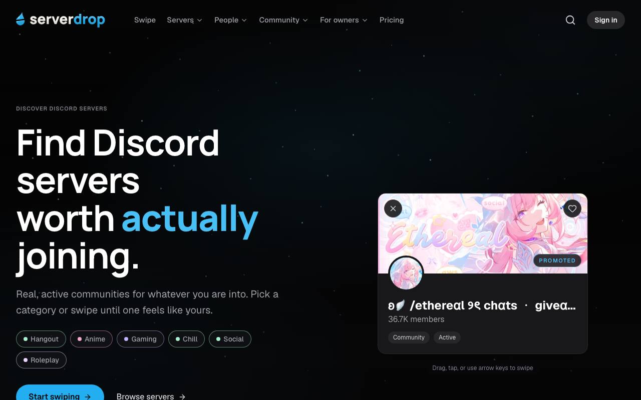 The ServerDrop website
