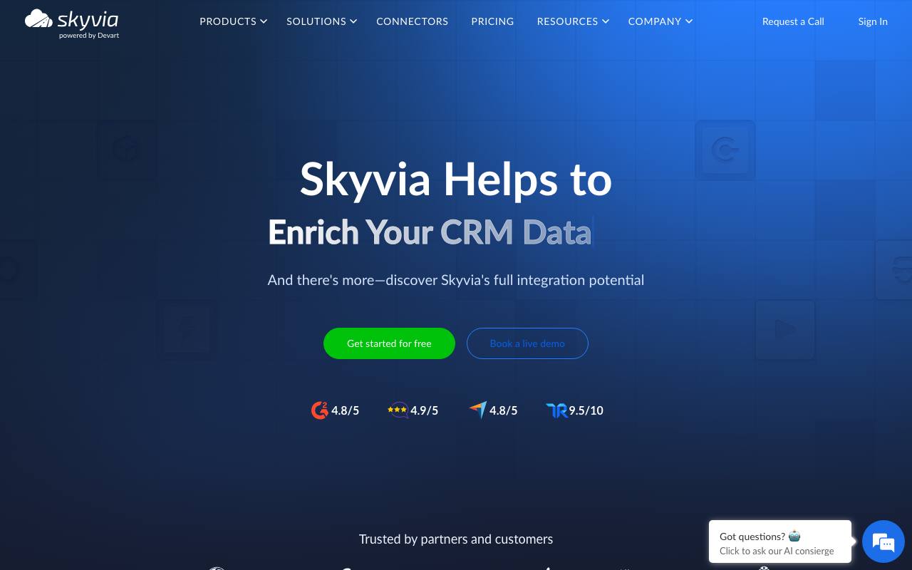 The Skyvia website