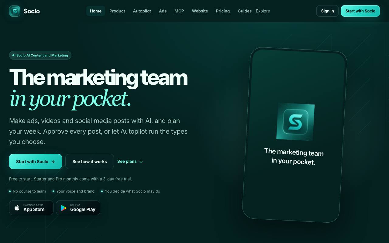 The Soclo website