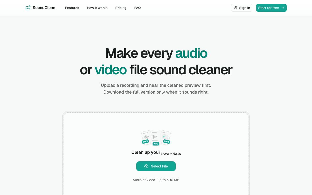 The SoundClean website