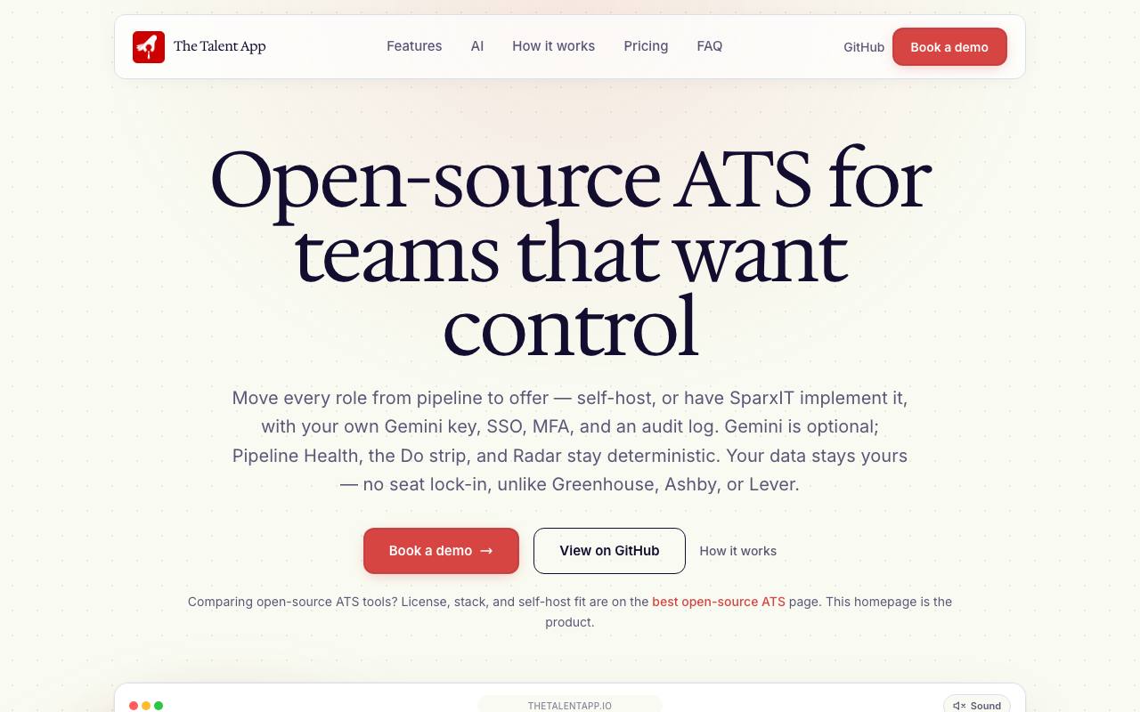 The The Talent App website