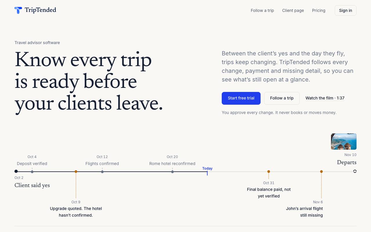 The TripTended website