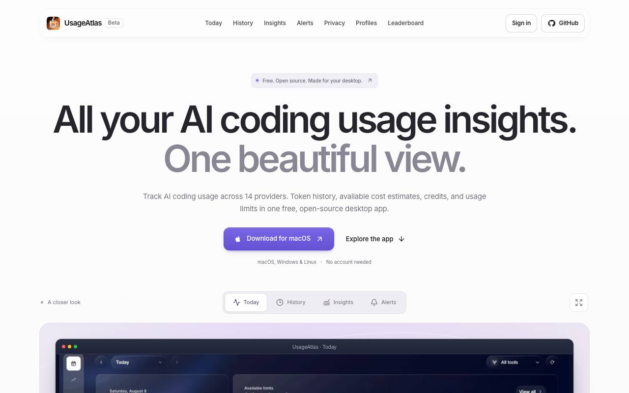 The UsageAtlas website