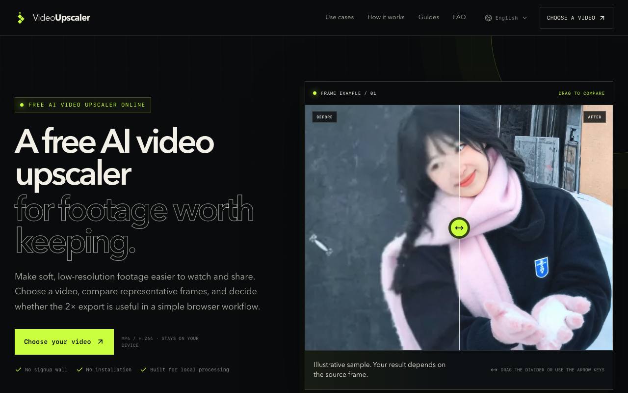 The VideoUpscaler website