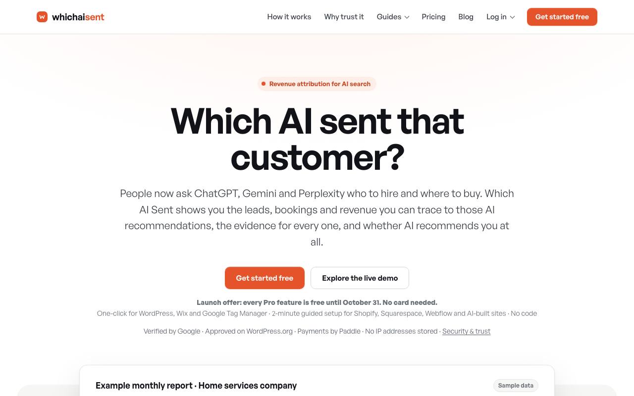 The Which AI Sent website